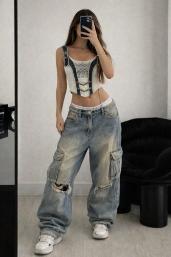 Corsetto tirolese in lino & cotone