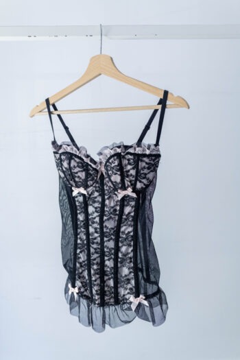 Corsetto nero & rosa baby 80C