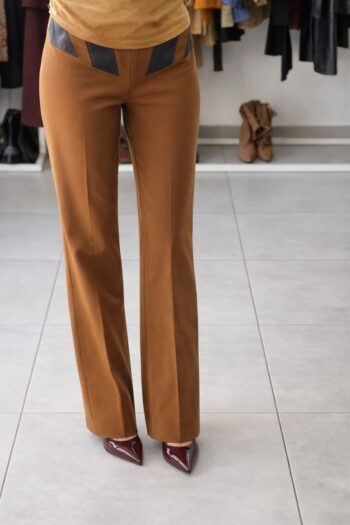 Pantalone flare efetto suede Tg S
