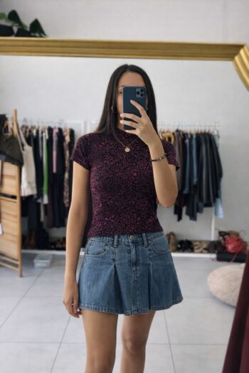 Top in velluto nero & viola Tg S/M