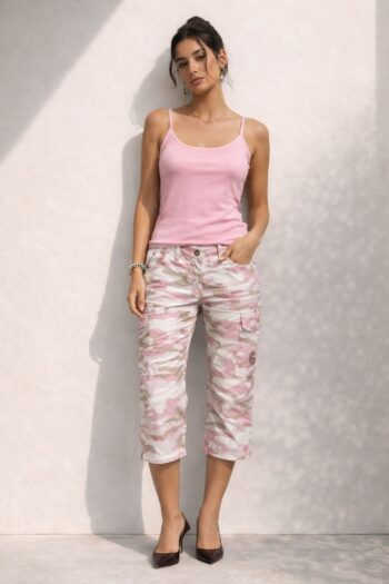 Cargo militare rosa & bianco Tg M