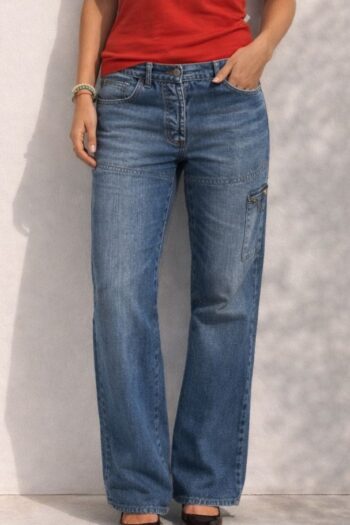 Jeans cargo lavaggio medio-scuro Tg S