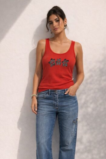 Top corallo con stampa Tg M