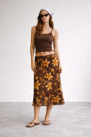 Gonna lunga fantasia arancio Tg S/M