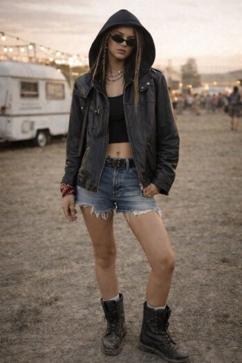 Biker Conbipel nero in vera pelle Tg S/M