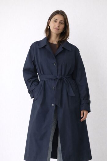 Trench blu notte con cintura Tg unica