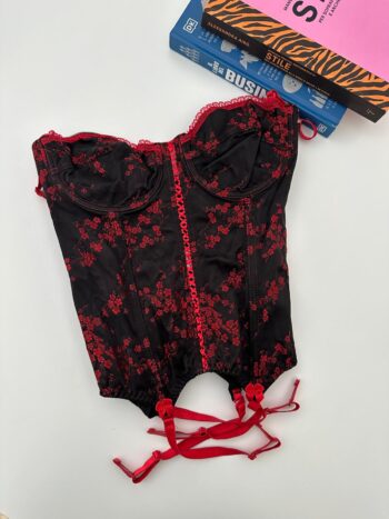 Corsetto rosso & nero floreale 80D