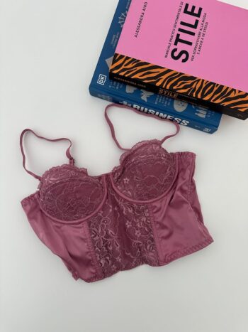 Corsetto rosa antico con pizzo 75B