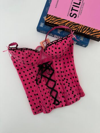 Corsetto rosa a pois neri 75B