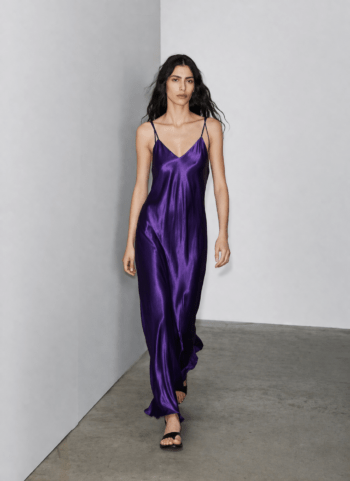 Slip dress viola in seta Tg M abbondante