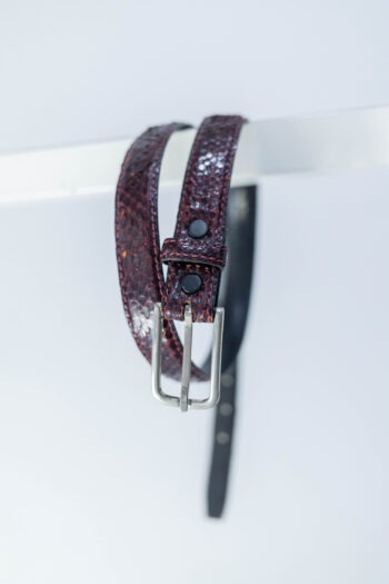 Cintura bordeux in vera pelle pitonata