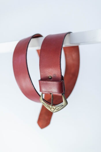 Cintura bordeaux in vera pelle