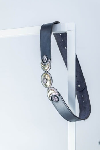 Cintura nera in vera pelle luna & sole