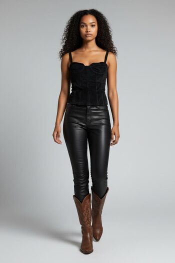 Corsetto top nero in suede Tg XS/S