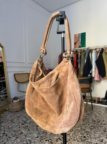 Maxi bag in suede cammello