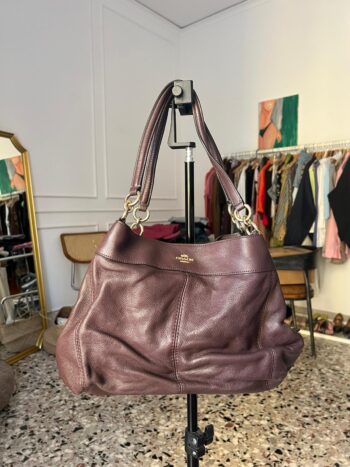 Maxi bag burgundi in vera pelle