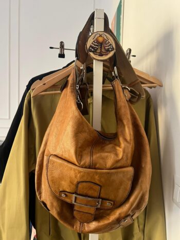 Maxi bag cammello in vera pelle