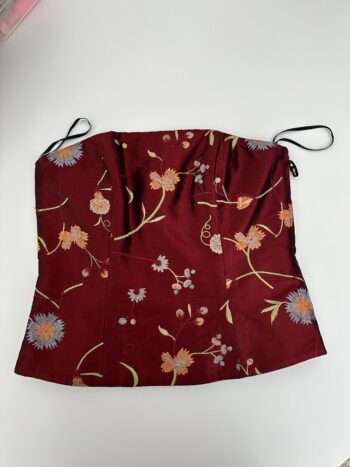 Top bordeaux ricamato in raso Tg S/M