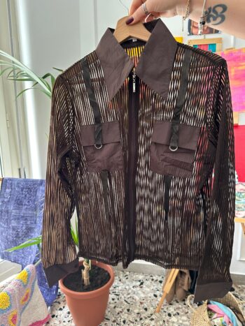Camicia velata testa di moro con zip Tg S/M