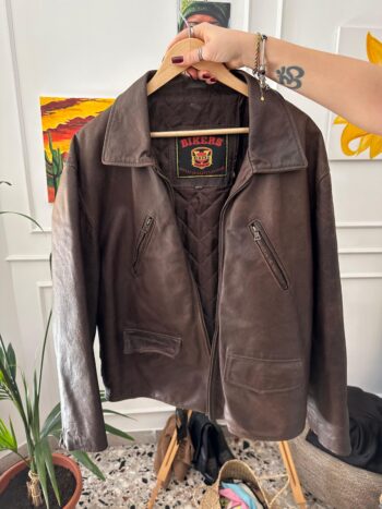 Daddy jacket testa di moro in vera pelle Tg unica