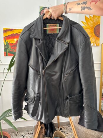 Chiodo nero in vera pelle lungo Tg unica