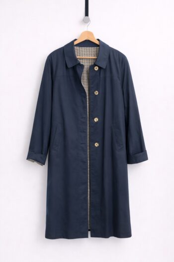 Trench double face petrolio & pied de poule Tg unica over