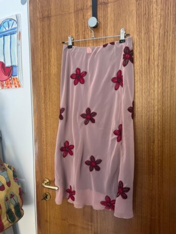 Gonna lunga rosa con ricami tg S/M