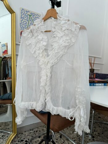 Camicia bianca boho con rouge Tg S/M