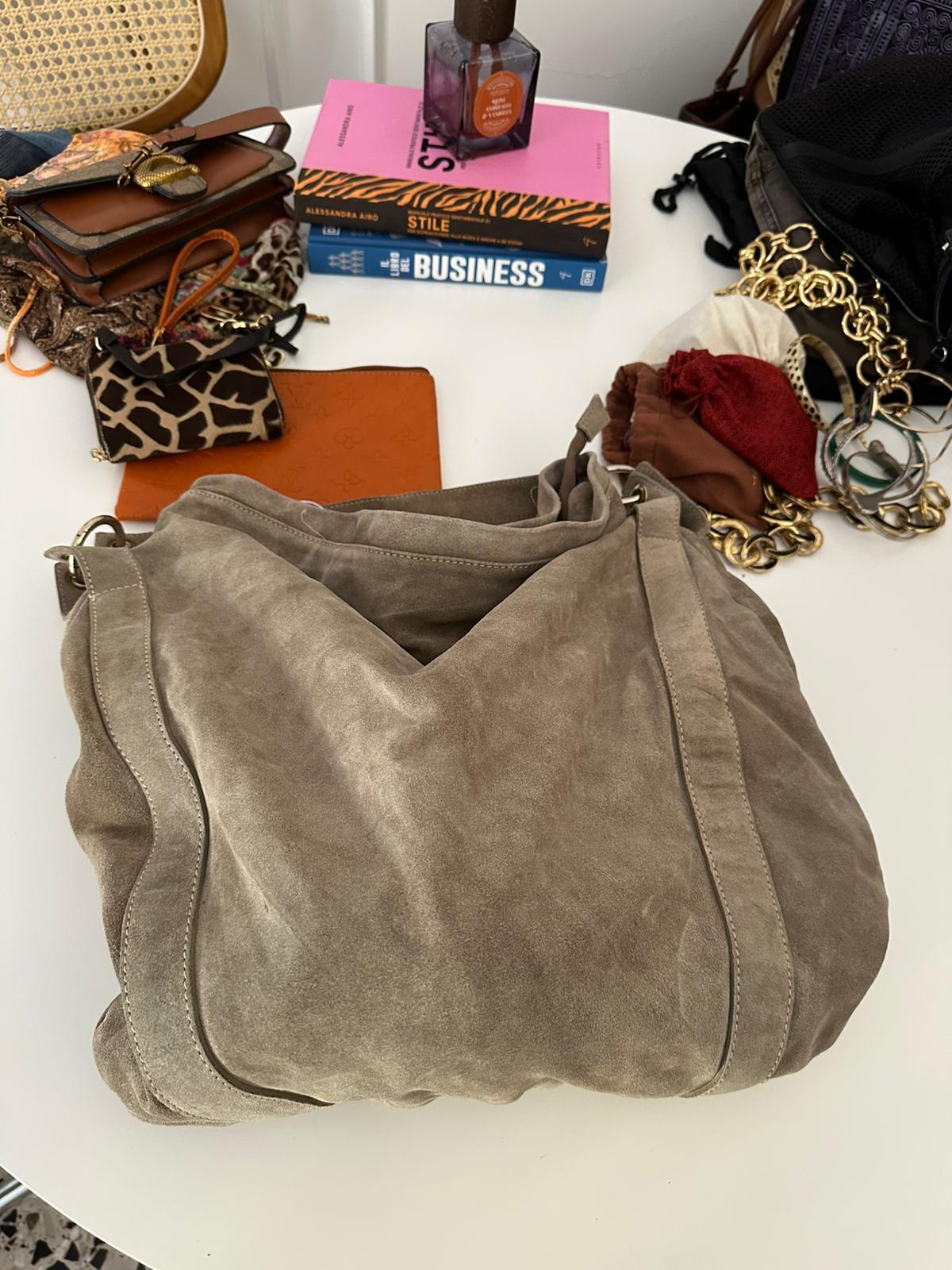 Hobo bag in camoscio taupe Stefanel - immagine 5