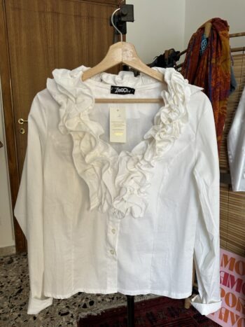 Camicia bianca con balze Tg M