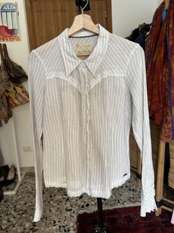 Camicia bianca a righe grigie Tg S/M