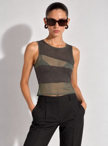 Top verde & grigio brillantinato Tg S/M