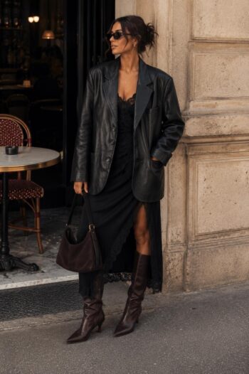 Blazer in vera pelle nera Tg S/M