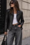 Giacca in pelle con bottoni Tg S/M
