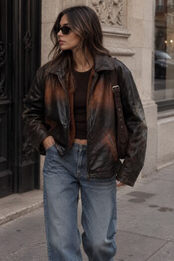 Giacca in eco pelle effetto aged Tg S/M