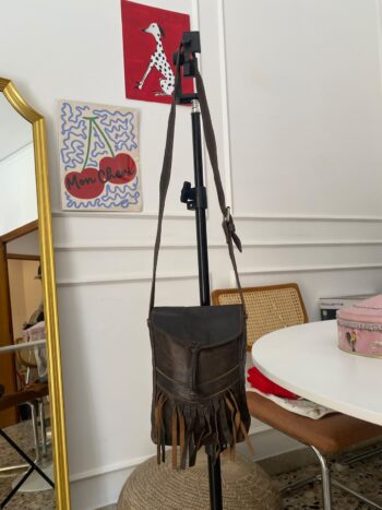 Borsa in vera pelle con frange
