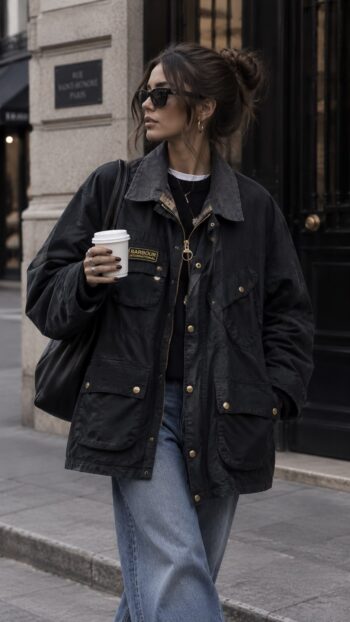 Barbour International Vintage – Black Tg Unica