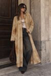 Trench lungo vintage in suede beige Tg Unica