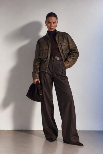 Giacca caban tabacco in vera pelle Tg S/M