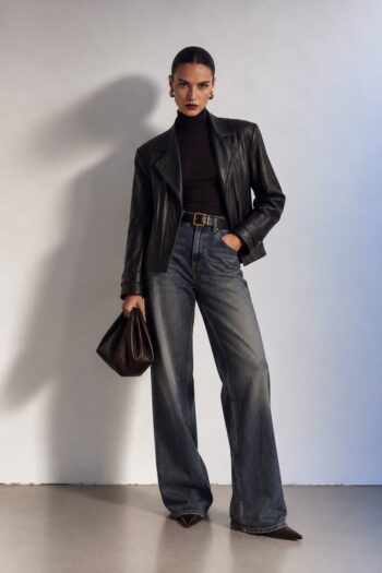 Blazer nero in vera pelle Tg S/M