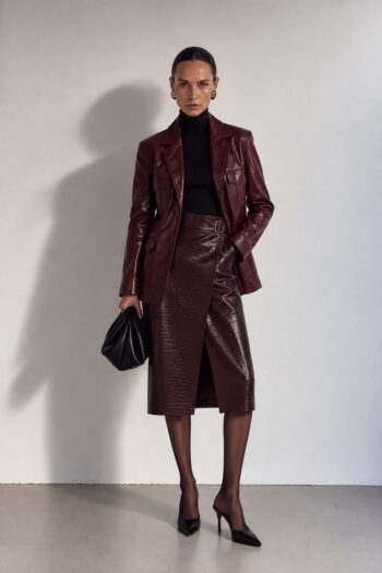 Giacca burgundi in vera pelle Tg S/M