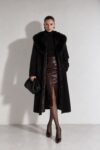 Cappotto vintage nero con maxi collo Tg M